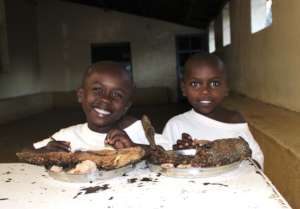 Enjoying a fish meal