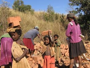 Everybody carries bricks for the new school