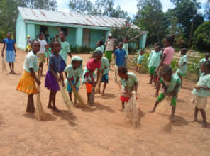 Sweeping the school yard