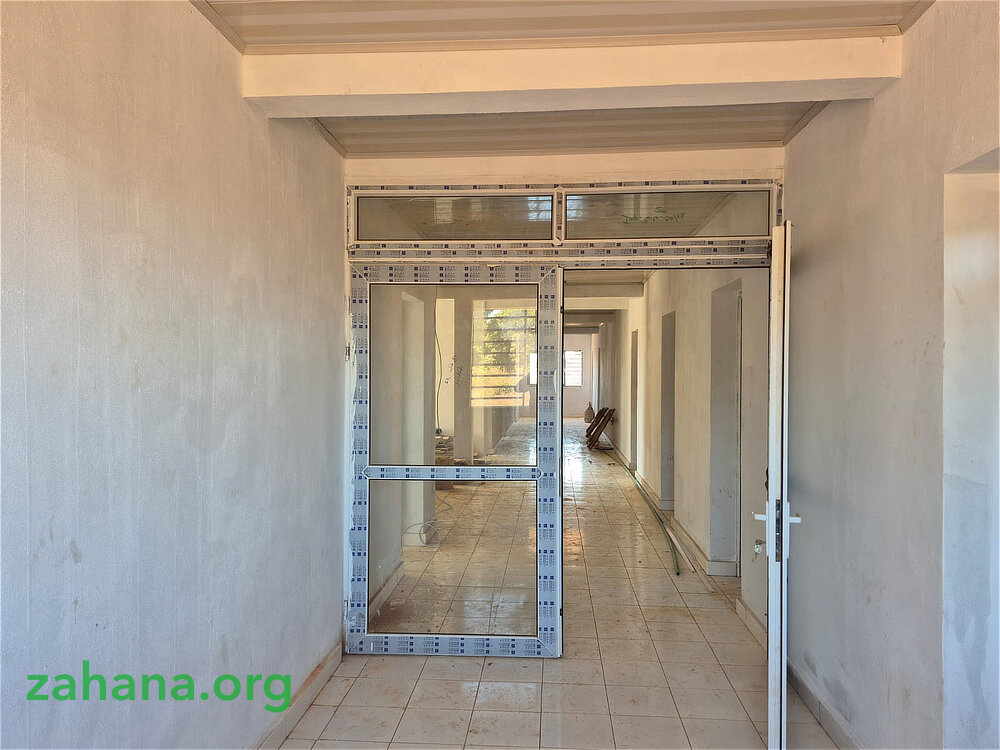 Inside: glass door separate the areas