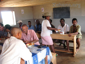 Eating in the school after the celebration