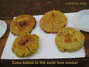 Cake baked in the school's solar box cooker