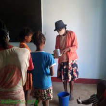 Pouring moringa tea