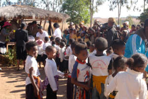 Lining up for the celebration gifts