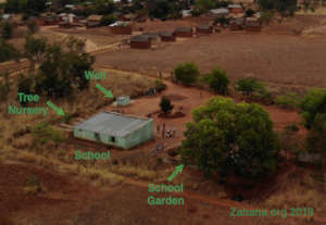 A birdey view of the school in 2019
