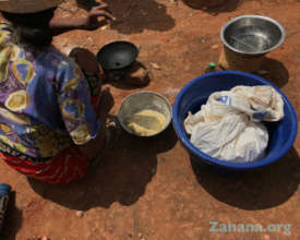 Preparing school food in the school yard
