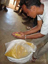 Bags of noodles for the village