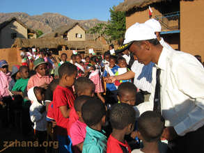 Getting the students ready to greet the Minister