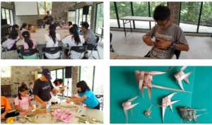Children learning handcrafts