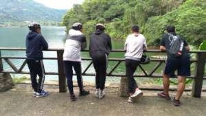 Youths enjoying the beautiful scenery