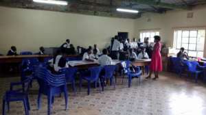 Students using the new library