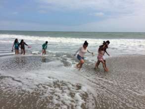 Children seeing the beach for the first time!