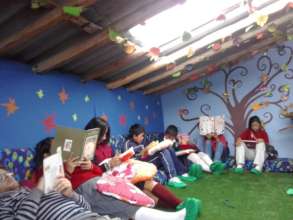 Children practicing their reading skills