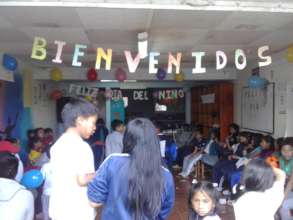 Children gather after their tutoring sessions