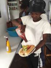 Mentee about to enjoy hot dogs for lunch!