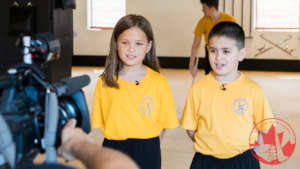 Athletes being interviewed by CBC