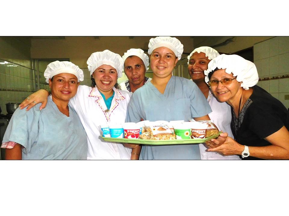 Yogurt team offering yogurt