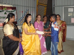 A boy getting his education support