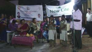 Sudha giving motivational speech