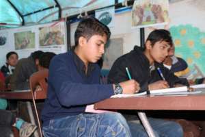 Ahmad, left, and his fellow students  UNICEF