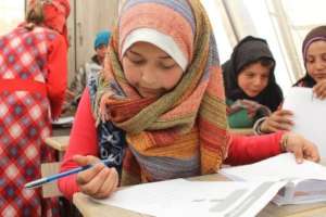 10 year old Amira taking a placement test with SLP