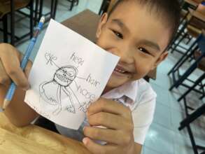 Classmate portraits to learn body parts