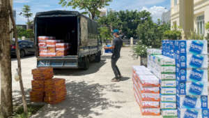 Loading up to help those in need.
