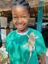 Lethabo with her favorite animal of the week!