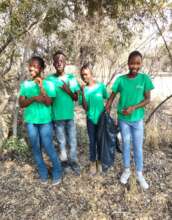 Students picking-up plastic
