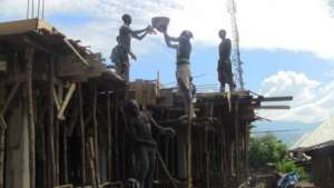 December -- Lifting concrete for the slab