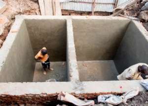 Building the septic tank for the maternity ward.