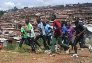 Training outside kibera slums in 2014