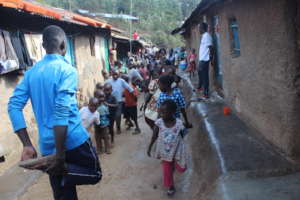 Eddy coaching other children in Kibera Slums