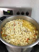 An example of the fresh food evacuees receive here