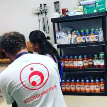 Dr Rosenbloom caring for a mother and kiddo