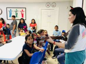 A musical moment at the Respite Center in McAllen