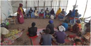 Refugee women at workshop.