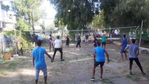 Volleyball in the HUB garden