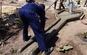 Cement work at a new borehole.