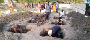 Preparing to pour cement for water tower.