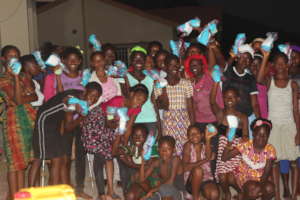 A group of young ladies that received kits
