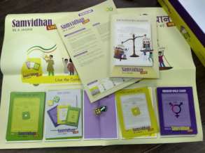 The game board and task cards spread out for play