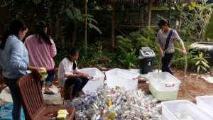 Cleaning bottles for the Tree of Life