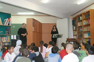 The artists performing for the children of NSWAS