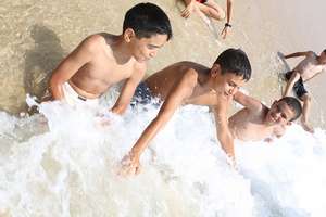 Swimming in the sea for the first time