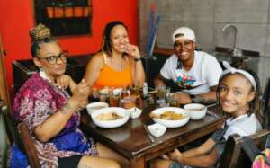 happy lunch guests