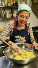 Luisa learning to bake new desserts with us