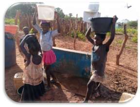 Kids helping their parents fetch the daily water
