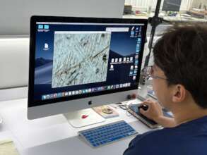 Abdiel working on his project at the Fundacion