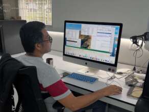 Elias working on his project at the Fundacion